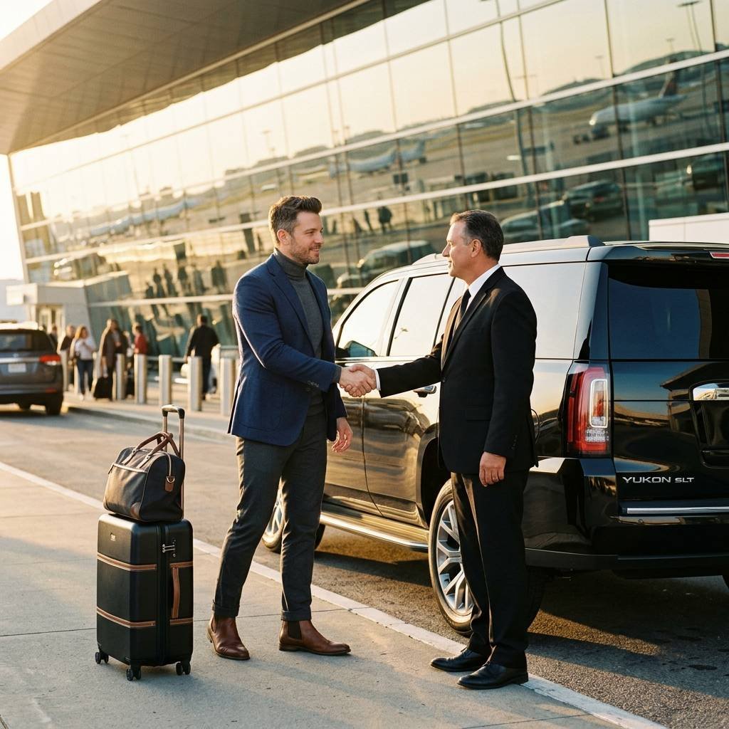 Client traveling with Alpine Executive Transportation airport service in Denver