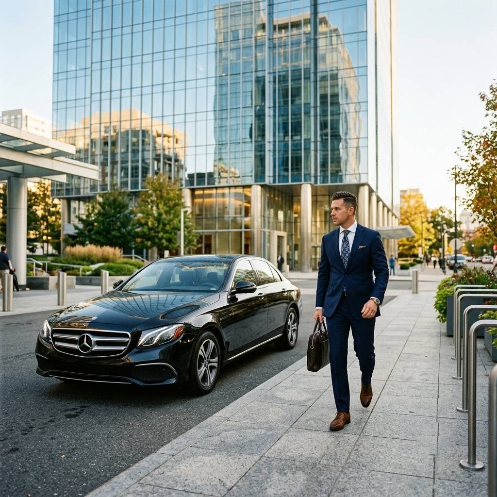 Business client traveling with Alpine Executive Transportation corporate service in Denver